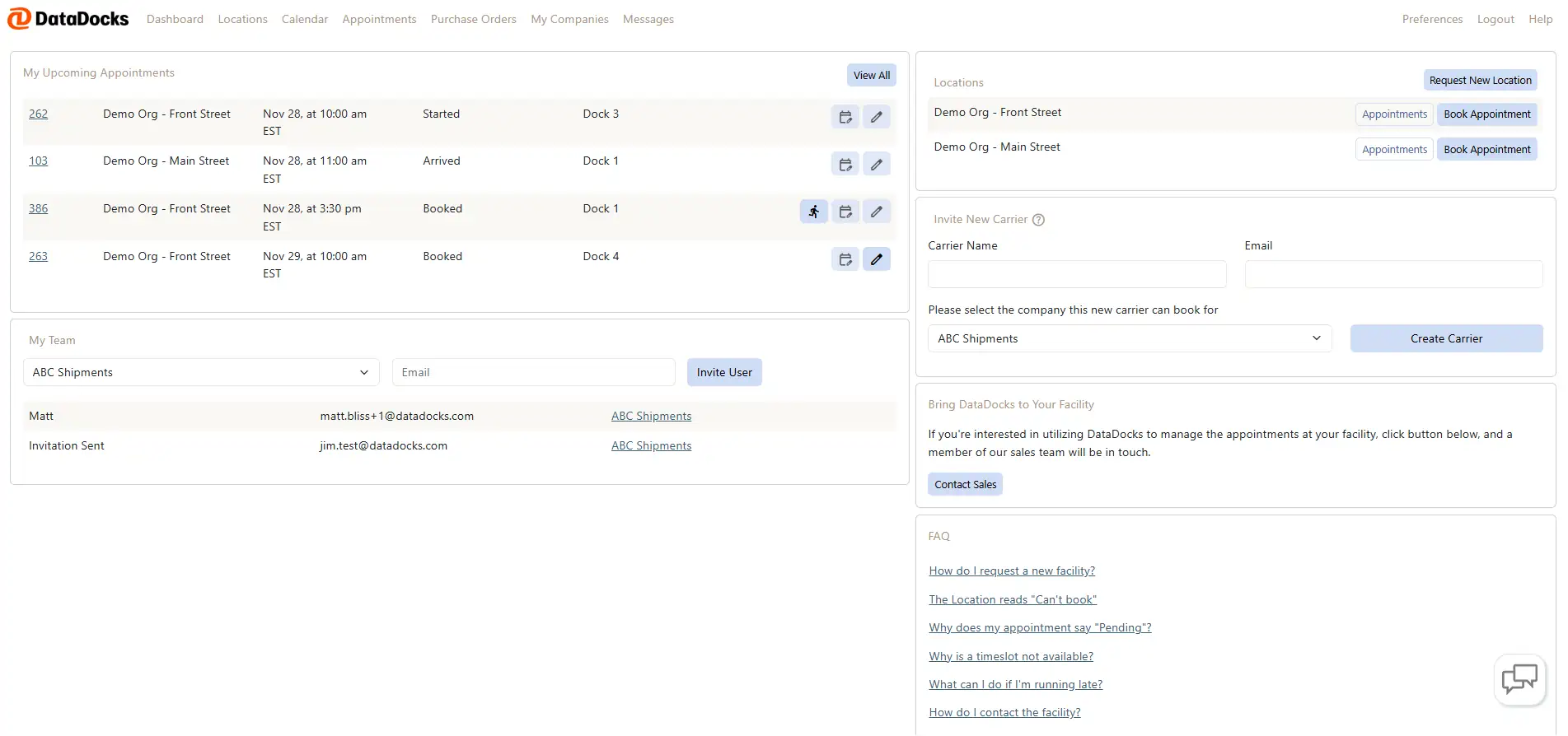 Carrier Portal Dashboard
